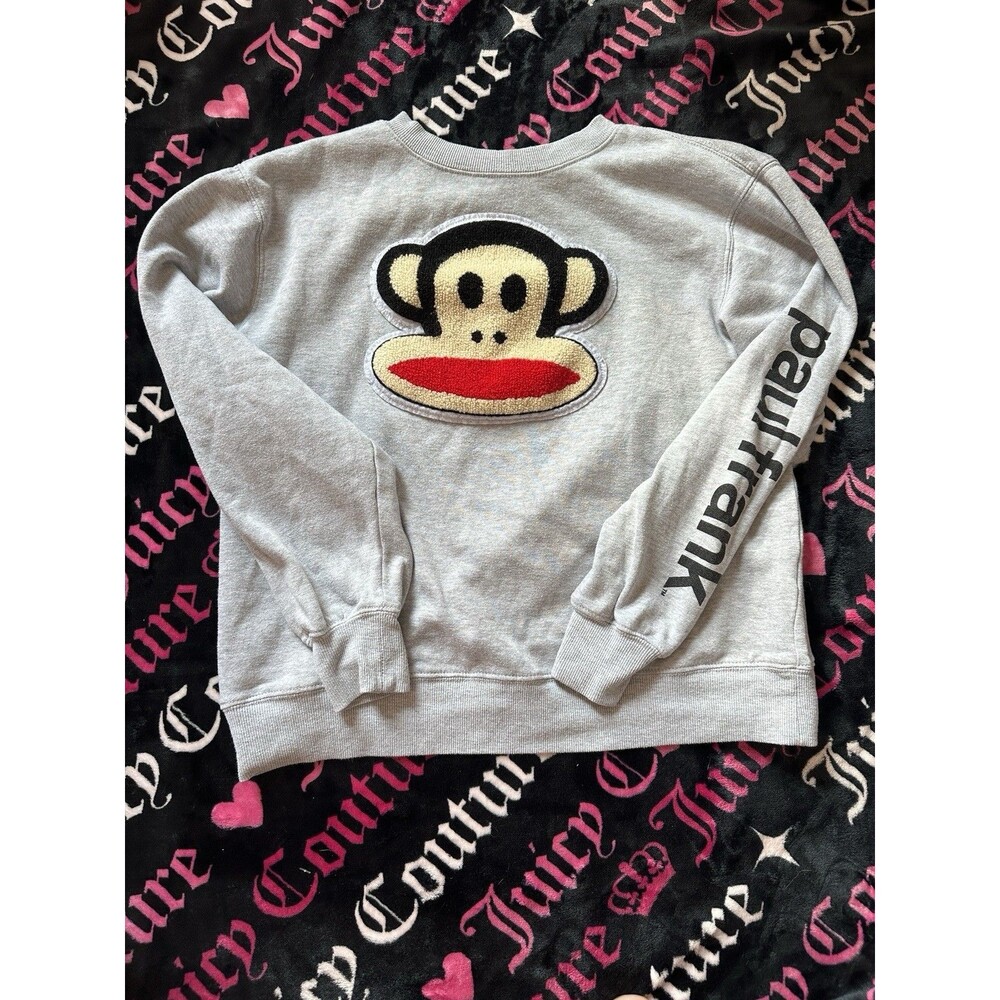 Paul Frank Juniors Gray Julius Monkey Crew Neck Fleece Sweatshirt Size L